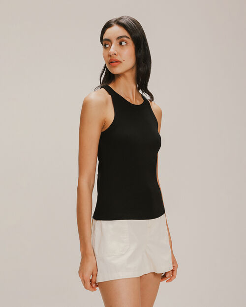 Tank Top Negra Rib